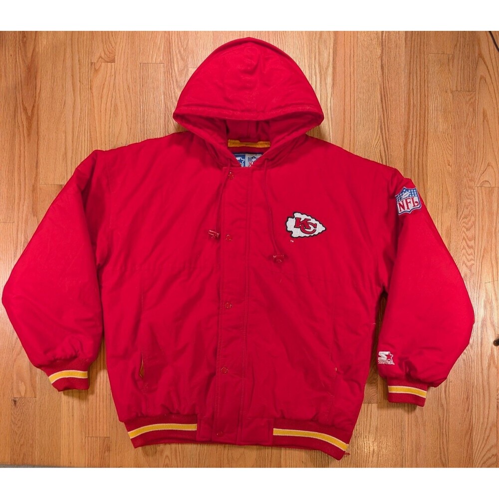 Vintage Starter Kansas City Chiefs Coat Mens Large Red Team NFL Puffer 90s